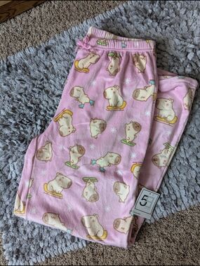 Pink Print Capybara Pajama Pants - Cozy Sleepwear